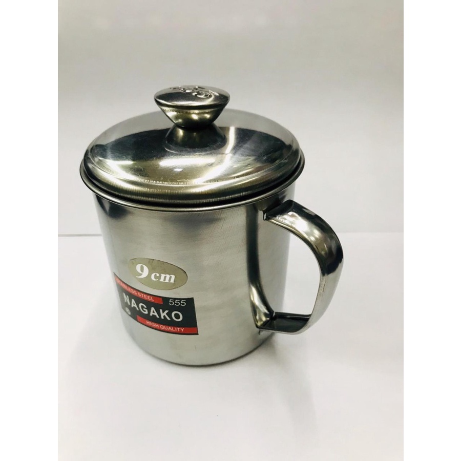 D9 Gelas Mug Cangkir Stainless  uk Jumbo Tahan Panas diameter 9cm