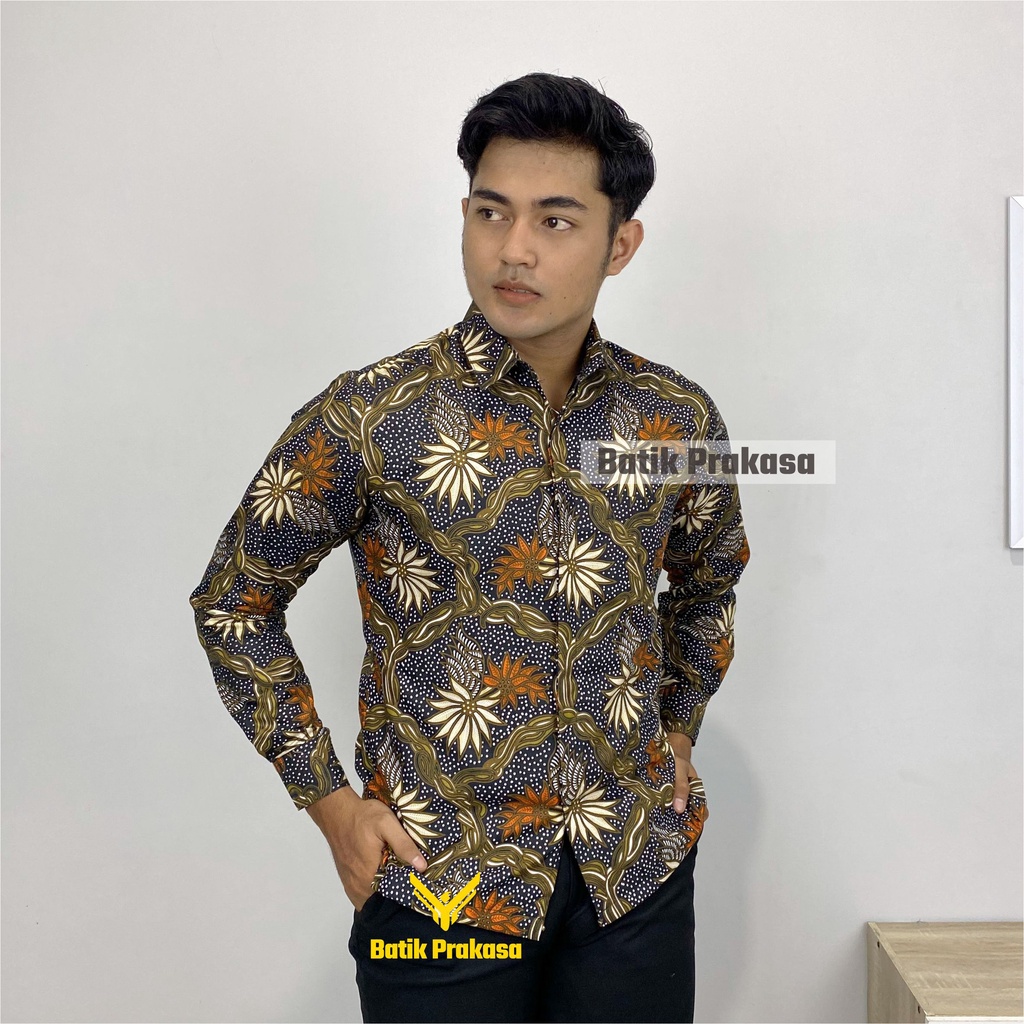 Kemeja Batik Pria Prakasa Motif Arkatama Slimfit Lengan Panjang Batik Solo