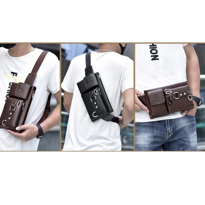 ¤¤» WEIXIER 8117 Tas Waistbag Selempang Pria Wanita Kulit PU