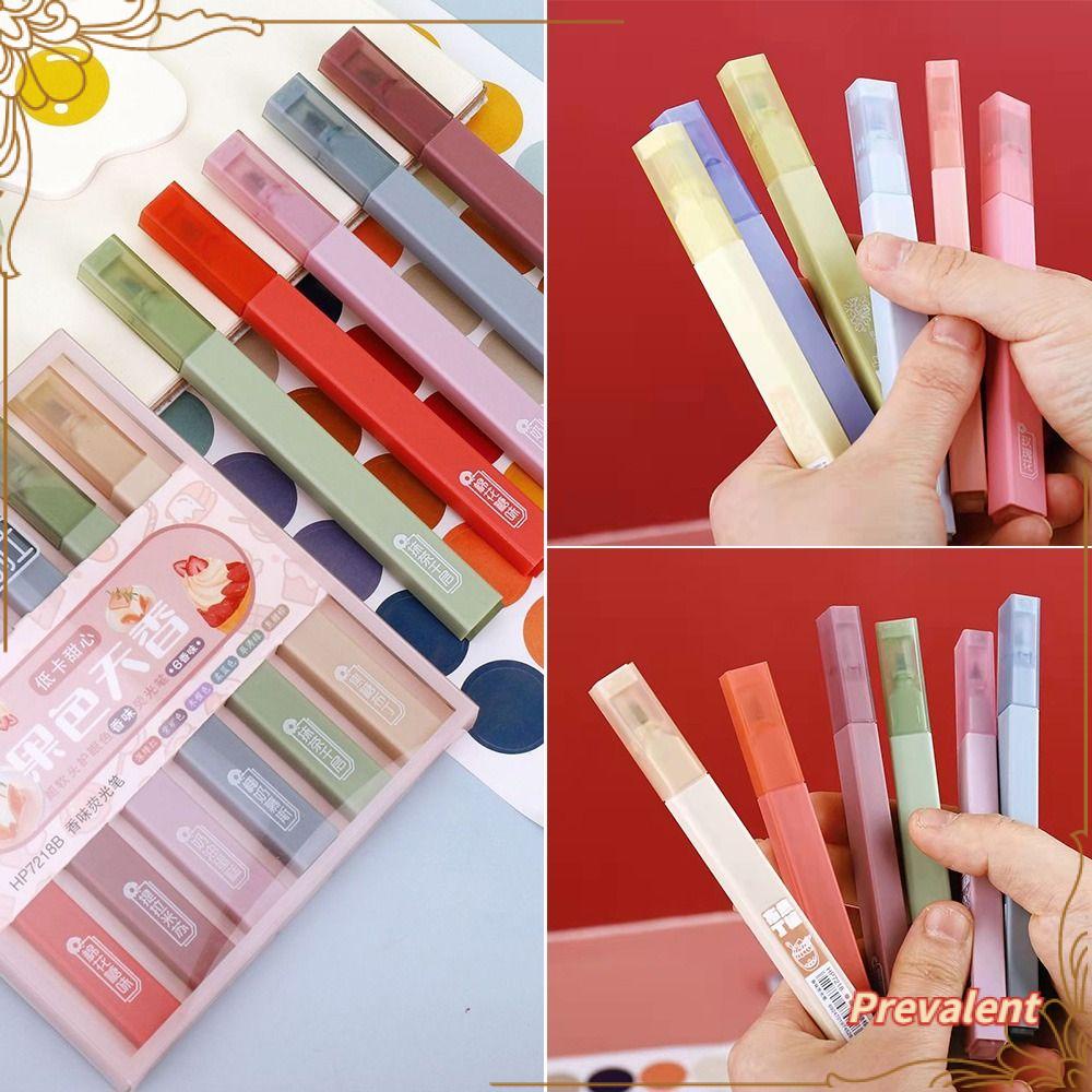 Preva 6PCS/Set Stabilo Pena Set Perlengkapan Kantor Sekolah Kreatif Alat Tulis Menggambar Graffiti Rasa Buah Pena Warna