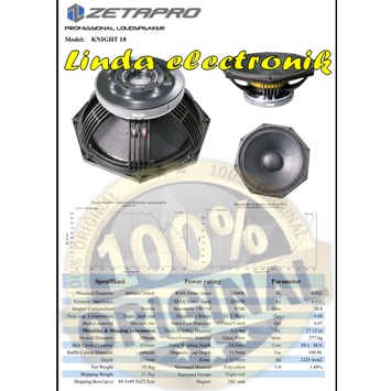 Komponen Speaker 18 Inch Zetapro Knight 18 / Knight18 Original