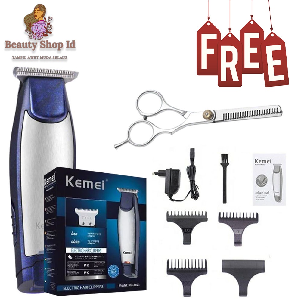 Beauty Jaya -  [ FREE GUNTING SASAK ] Hair Clipper Kemei Km 5021 Elektrik 3in1 Rechargeable - Mesin Alat Cukur Rambut Kumis Jenggot Bulu Hidung
