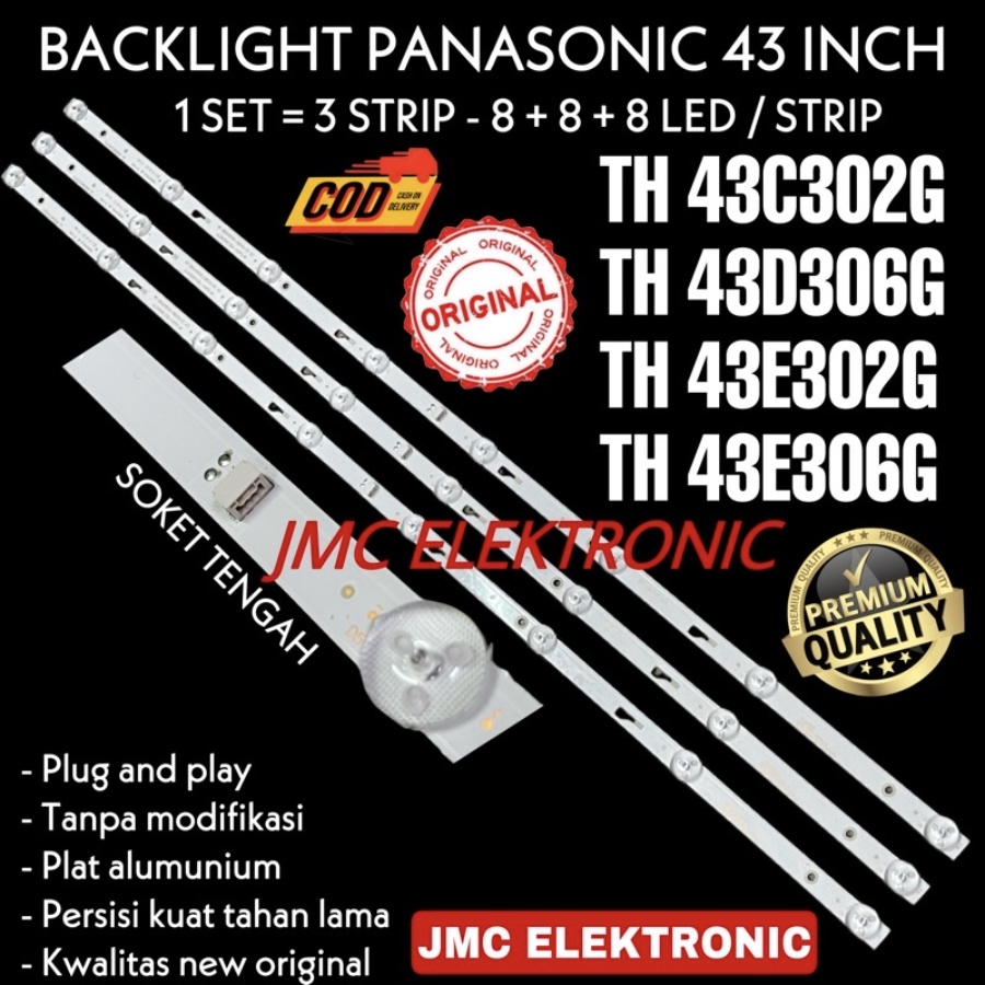 BACKLIGHT TV LED PANASONIC 43 INCH TH43E306G TH43E302G TH43C302G TH43D306G 43E306G 43E302G 43C302G 43D306G 43E306 43E302 43C302 43D306 LAMPU BL 43 IN