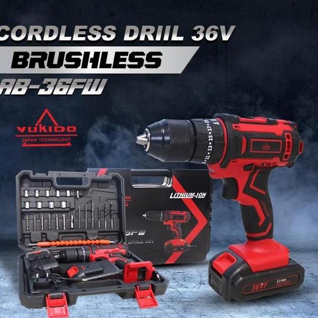 New Mesin Bor Tangan Bor Cordless 36v Yukido Power tool 2 batrai