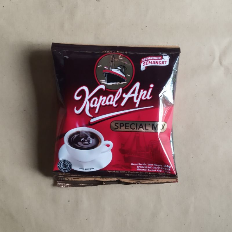 

Kopi Kapal Api (kopi + gula) sachet