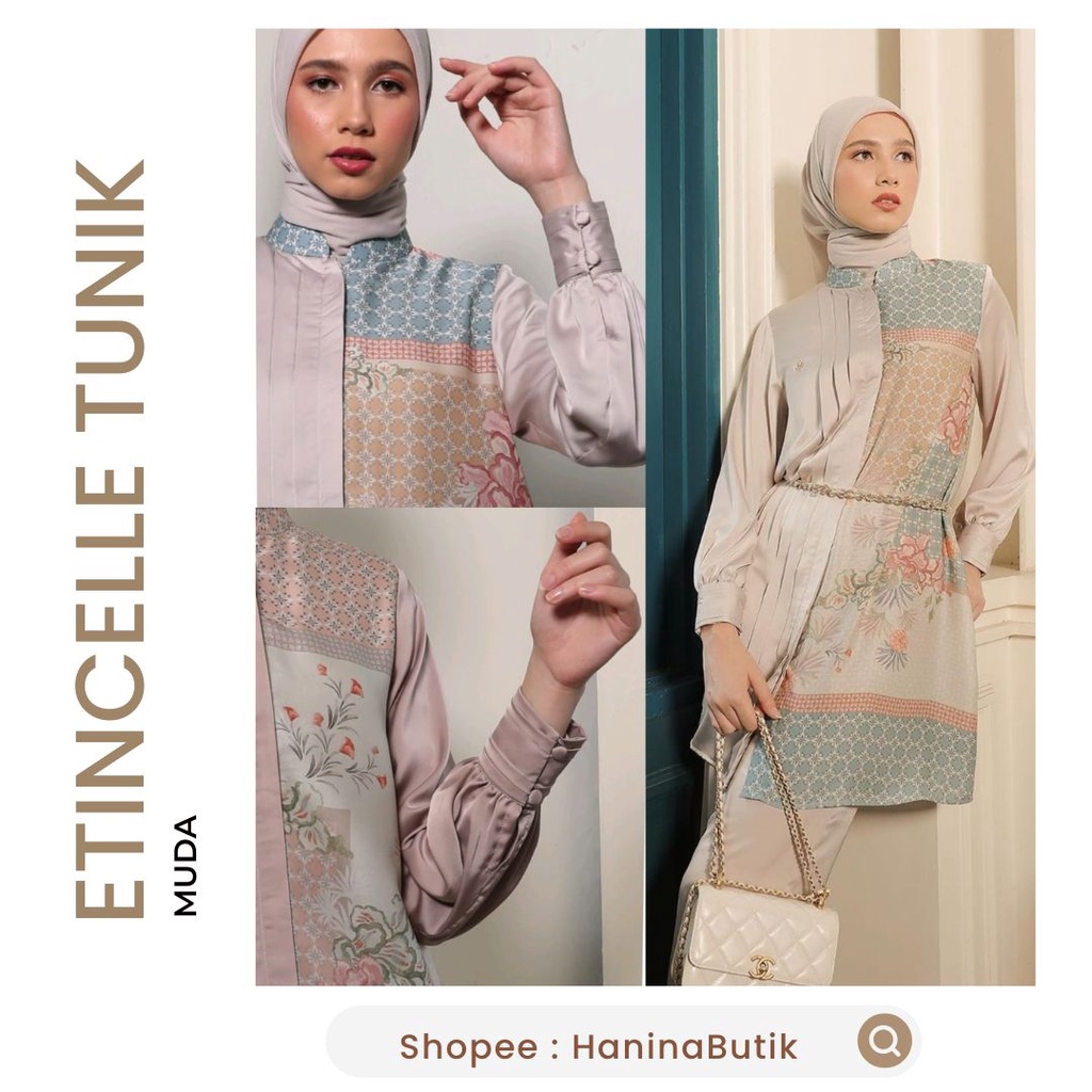 (𝗦𝗜𝗔𝗣 𝗞𝗜𝗥𝗜𝗠) DEFFECT SALE ETINCELLE SIGNATURE SERIES TUNIK DUSTY PINK | BLUE by MUDA OFFICIAL | TUNI