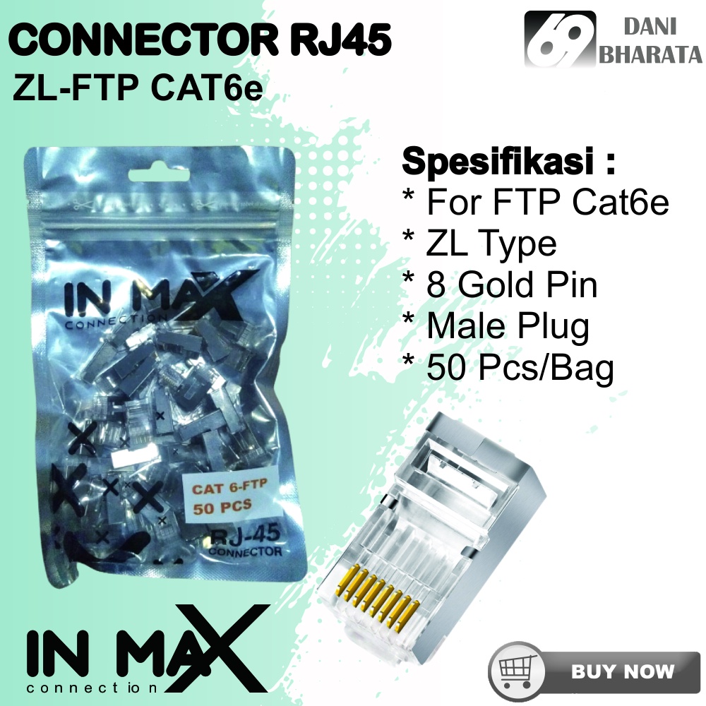 CONNECTOR konektor RJ45 𝐔𝐓𝐏 𝐂𝐀𝐓𝟱𝓮 𝗘𝗭 Pelapis Bahan Besi 𝟱𝟬 𝗽𝗰𝘀 IN MAX [𝗛𝗶𝗴𝗵 𝗤𝘂𝗮𝗹𝗶𝘁𝘆]