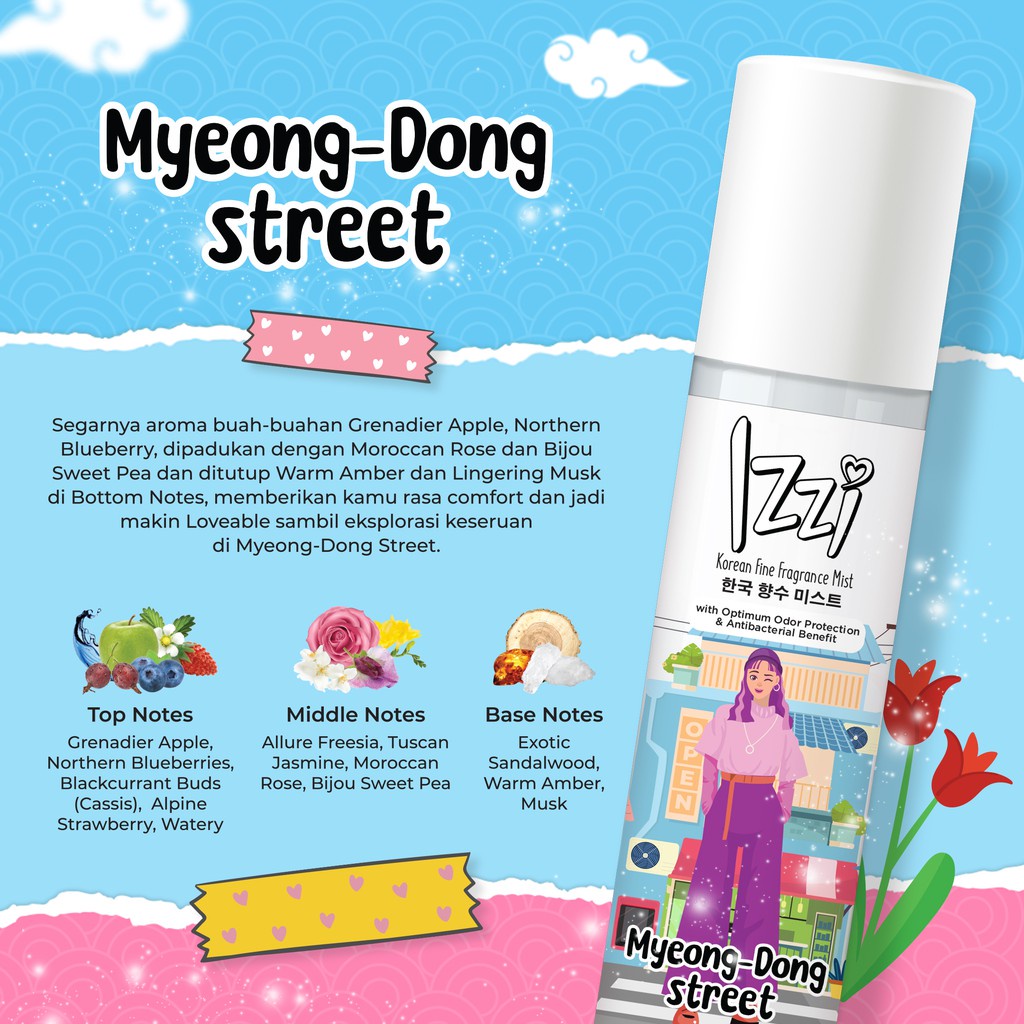 Ningrum - IZZI Fine Fragrance Mist Korean Mist Cologne 100ml | Myeong Dong Street / Namsan Tower / Heart Beats | Parfume Wanita Spray Cologne Original BPOM Korean Series - 7806