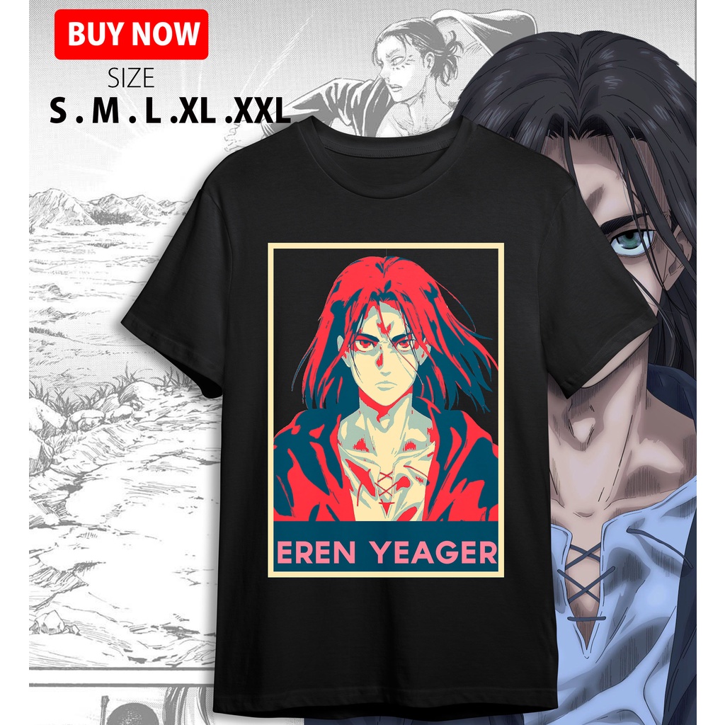 Kaos Anime Attack on Titan / Shingeki no Kyojin | Eren Jaeger / Yeager | Levy | Mikasa Ackerman