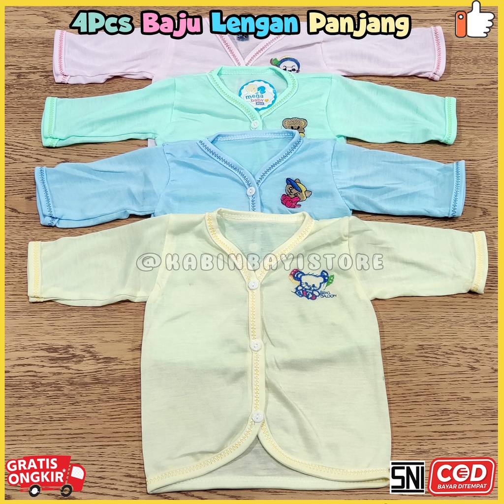 4 Pcs Baju Lengan Panjang Bayi Newborn Polos SNI