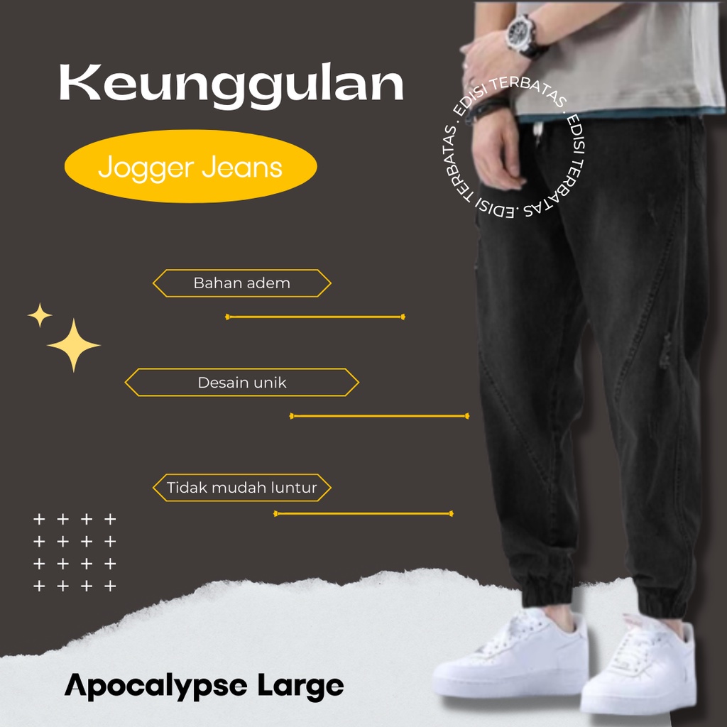 Theqacip || Jogger Jeans Pria - Jeans Ripped - Celana Jogger Pria " Light Blue "
