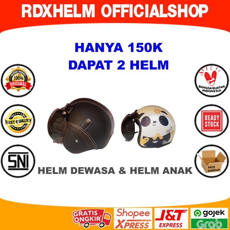 Bundling Helm Bogo retro Gtr Full kulit dan helm anak