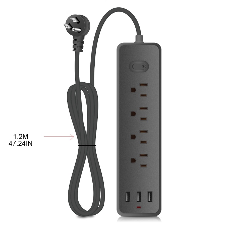 Zzz Power Strip Wall Outlet Surge Protector Stop Kontak 4xAC 3x Port USB Untuk Travel