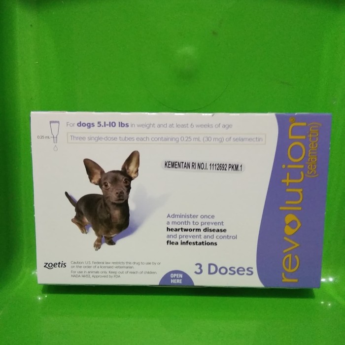 

Revolution Dog 5.1-10 Lbs (1Box Isi 3Tube) Obat Kutu Anjing Dibwah 5Kg - Wfditacioya