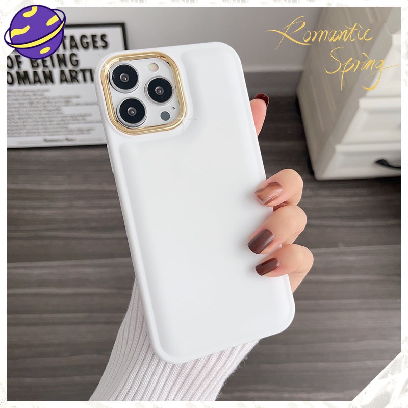 IPHONE Casing Belakang Full Soft TPU Untuk Iphone14 13 12 11 Pro X XS Max7 8 14 Plus XR Lensa Metal Modis Casing Anti Jatuh