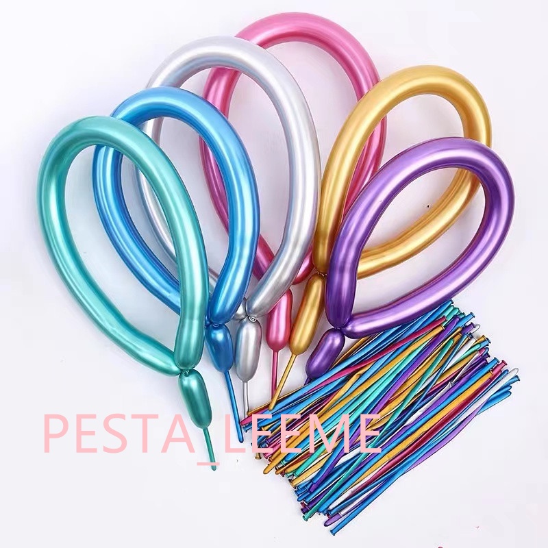 100pcs Balon twist /pentil chrome/ balon cacing warna metalik chrome balon balon ulang tahun dekoras