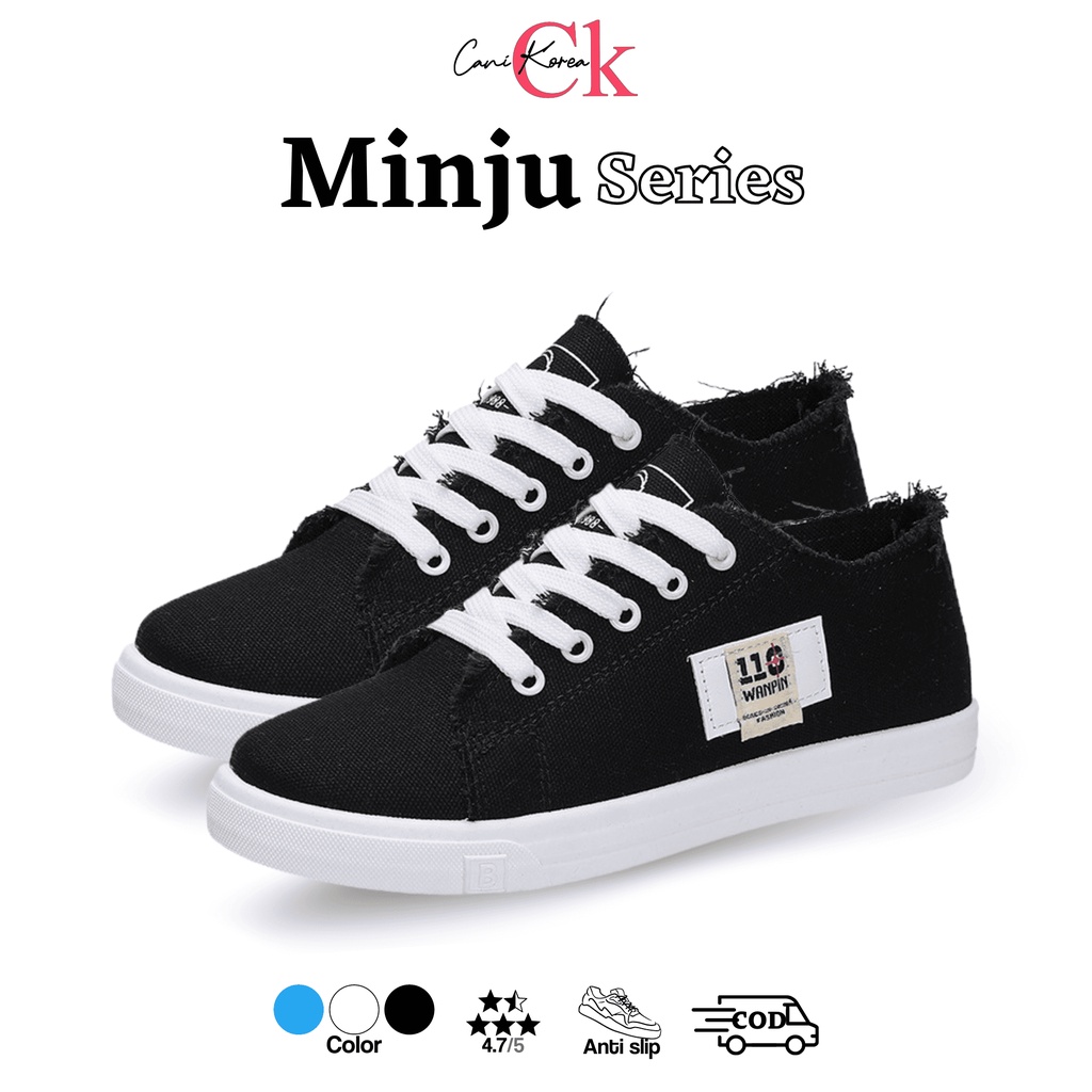 CaniKorea &quot;FREE BOX&quot; Minju Sepatu Sneakers Wanita Korea Sneakers Kanvas Sepatu Cassual Fashion Stylish Premium Quality Import 9153