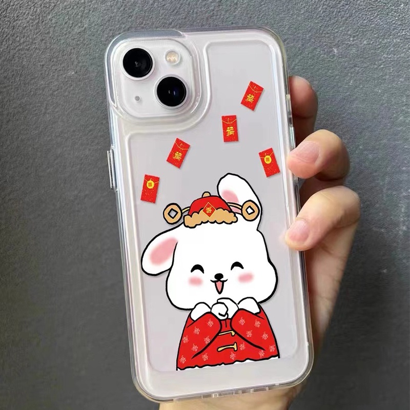 IPHONE Kelinci Lucu Soft Phone Case Kompatibel Untuk Iphone14 13 12 11 Pro XS Max X XR 78 6 6S Plus Casing Transparan Shockproof Silcone TPU Cover