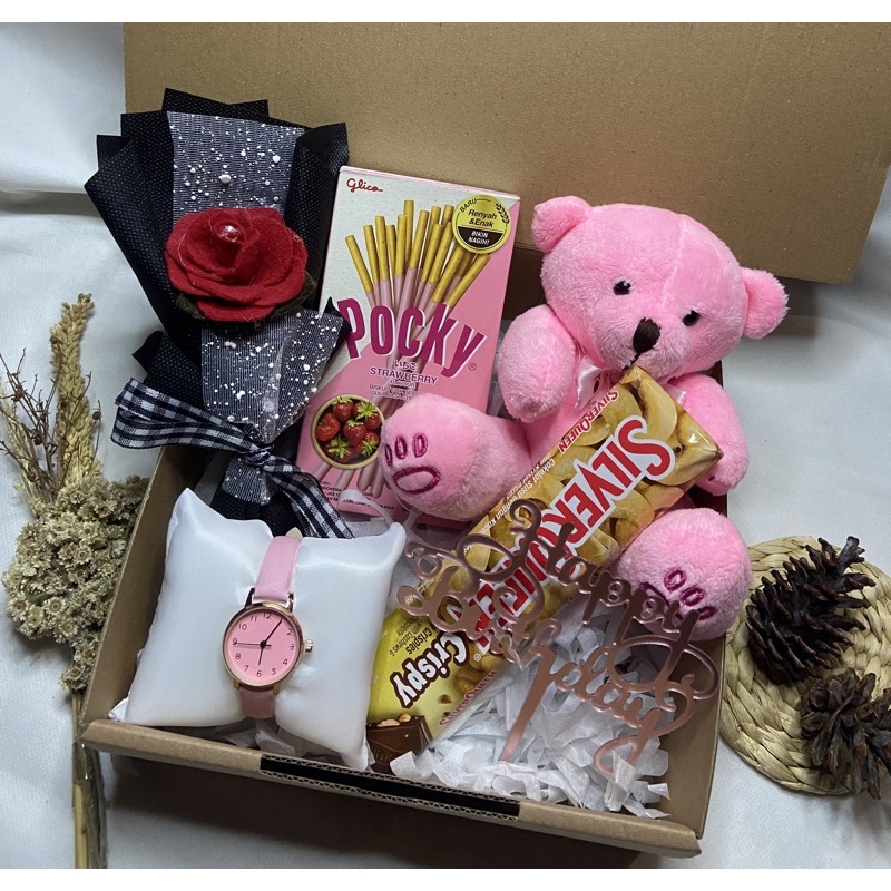 Paket Hampers Lucu Paket Lengkap Bonkea Jam Tangan Coklat Buket Kado Eashtetic Untuk Cowok