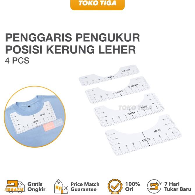 

Penggaris Pengukur Posisi Kerung Leher / T-Shirt Ruler Guide (4 pcs)