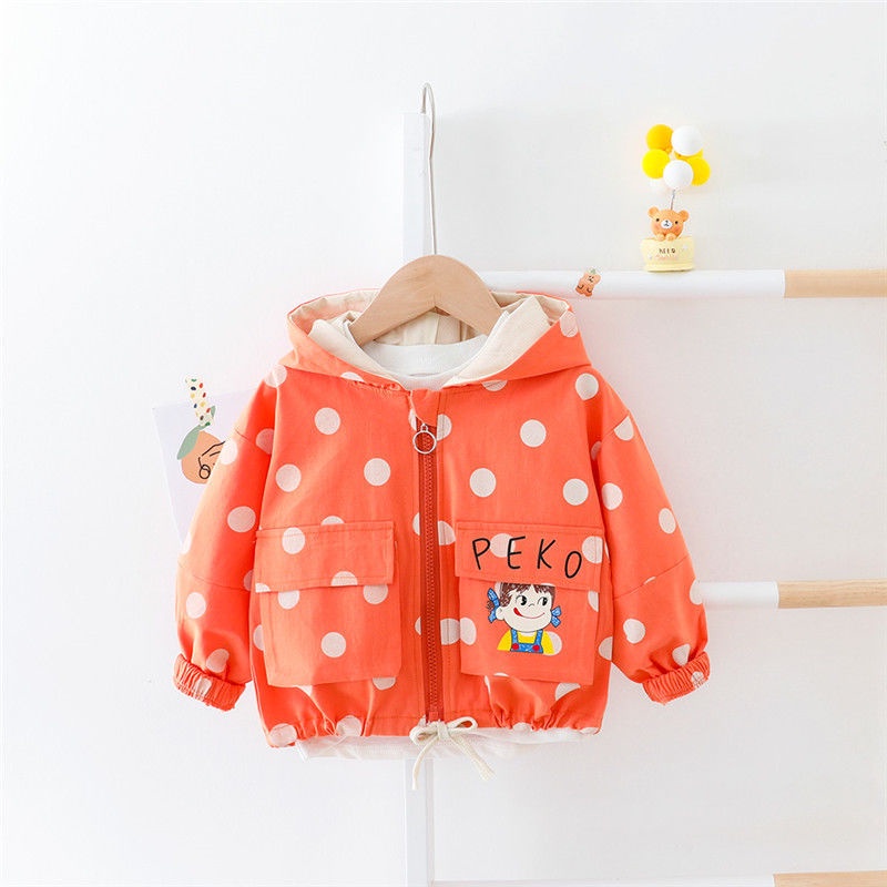 PK10 NEW Jaket hangat anak motif peko polkadot