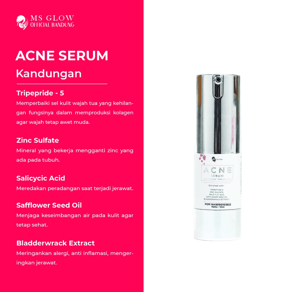 Acne Serum MS Glow / Pelembab Wajah / Obat Jerawat Termurah Berkualitas - By Msglowofficialbandung