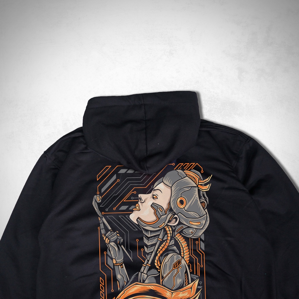 Jaket Hoodie Pria Wanita Jaket fleece Cyberpunk CYBER GEISHA