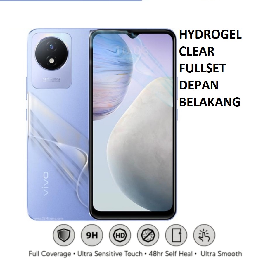 VIVO Y02 Y22 Y35 Y16 Y01 Y01A Y33T V25 5G V25 PRO ANTI GORES HYDROGEL FULLSET BENING CLEAR DEPAN LAYAR DAN BELAKANG ANTI JAMUR FULL COVER BODYVIVO Y35 VIVO Y16 VIVO V25 5G VIVO V25 PRO