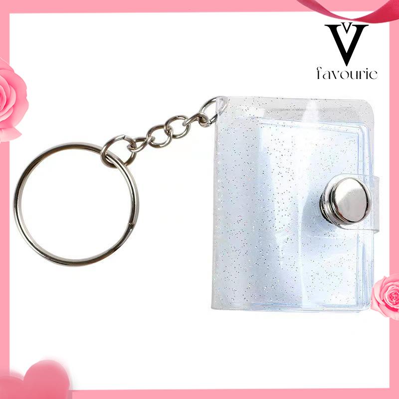 COD1 &amp; 2 Inch Mini Photo Album 16 Pockets KeyRing Key Ring Shiny Transparent Foto Binder Kecil Card Holder Keychain Gantungan Kunci Jelly Color KPOP Koleksi Ganci pacar memory kenangan hadiah potret -FA