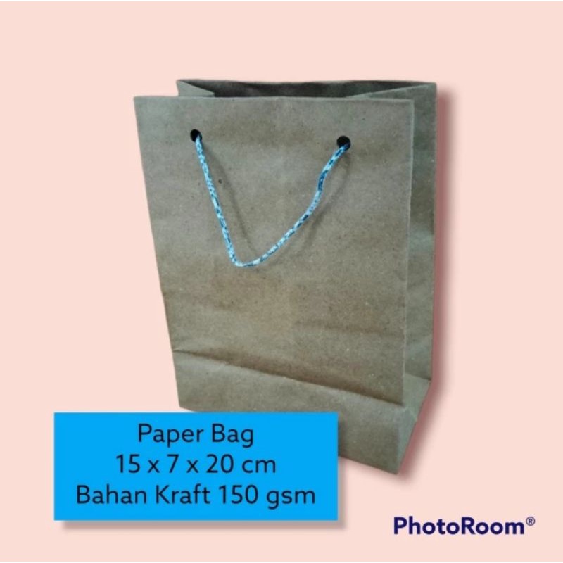 

Paper Bag 1520 Brown Kraft 15x7x20 Polos Tas Kertas Goodie Bag