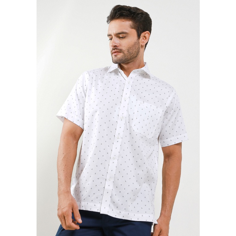 Kemeja Pria Lengan Pendek Guy Laroche Chiffon Rose Putih