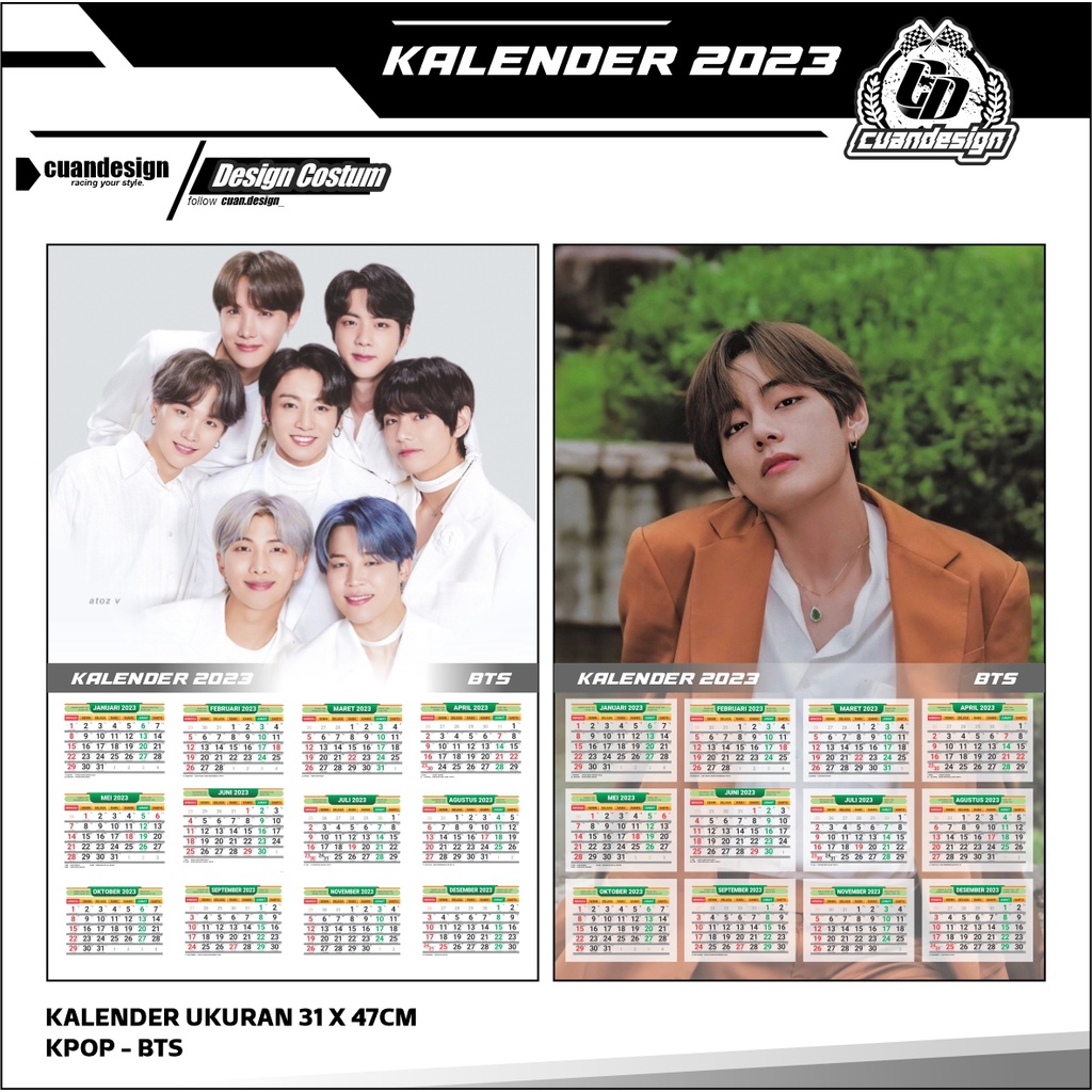 

POSTER KALENDER 2023 MOTIF K-POP BTS UKURAN 32X48CM
