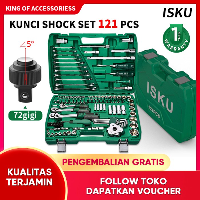 Shock Socket Wrench Set Tools /Kunci Sock 46 Pcs /Kunci Sok Set/Set Socket