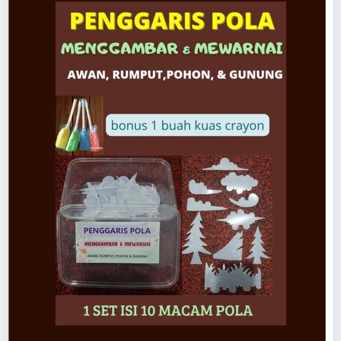 

Penggaris Pola Awan, Rumput, Pohon, Gunung isi 10, Bonus Sulak Crayon
