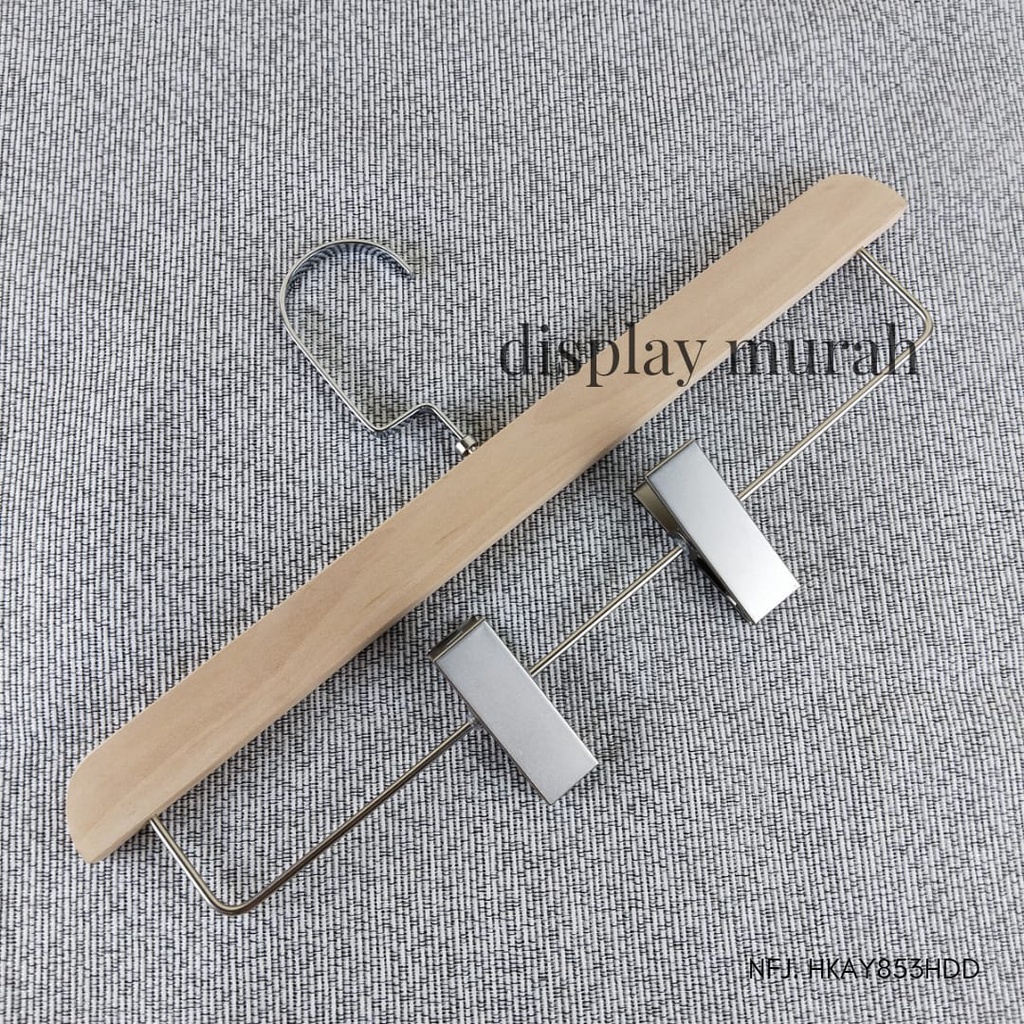 Hanger kayu natural cantelan silver Gantungan Baju Korea Hanger Kayu Jepit / Hanger Kayu Baju Hanger Distro -BH