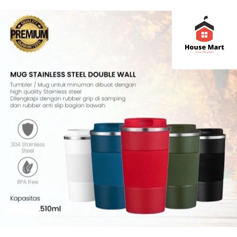 Tumbler Kopi Rubber Grip Stainless Steel 510ML Botol Minum Kopi