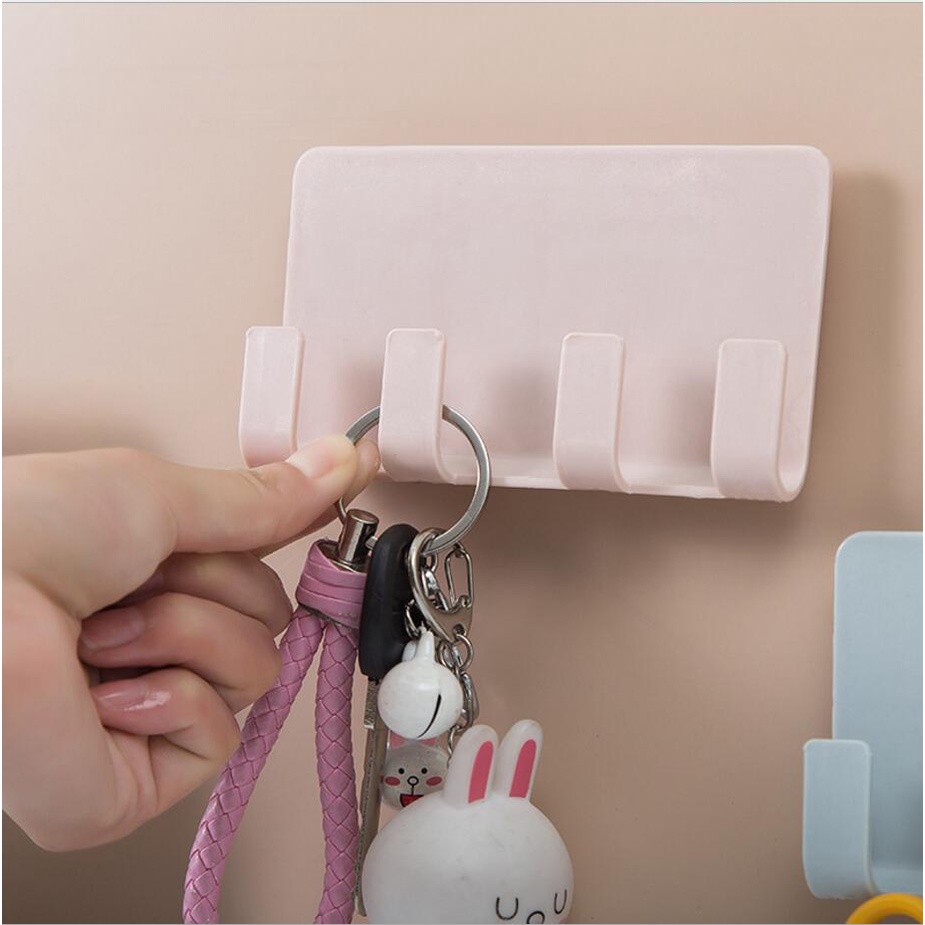 Gantungan 4 Hook Tempel Dinding Handphone Multifungsi Holder Gantung Charger Serbaguna
