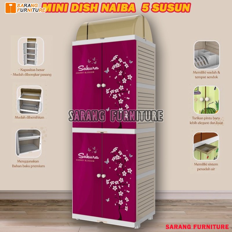 RAK PIRING PLASTIK 5 SUSUN RAK PIRING NAIBA MINI DISH RACK 4002 PREMIUM RAK PIRING MINIMALIS NAIBA