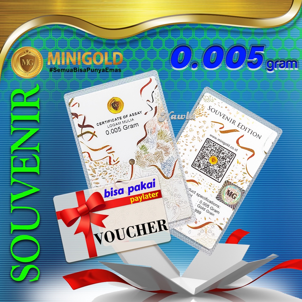 Souvenir Mini Gold 0.005 gr Hadiah Kemasan Kotak