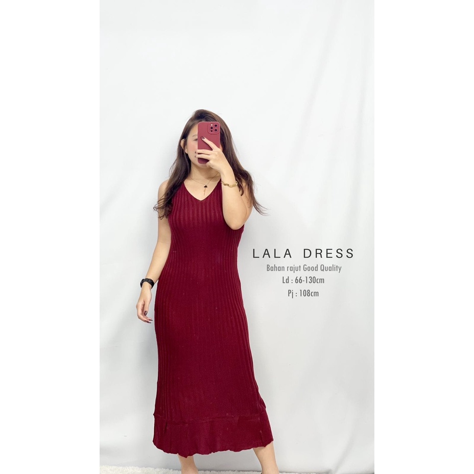 HOPYLOVY - Maxi Dress Wanita Tanpa Lengan Bahan Rajut Premium Lala