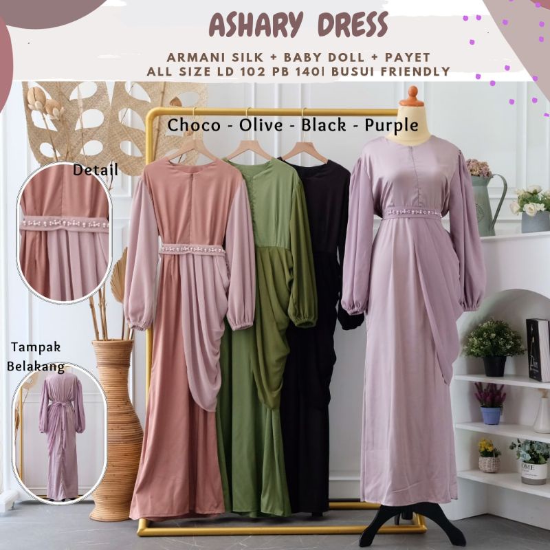 Ashary Dress Ld 102 Pb 140/Dress Babydoll/Dress Kondangan/Dress Pesta/Dress Maternity/Dress Busui/Dress Sage