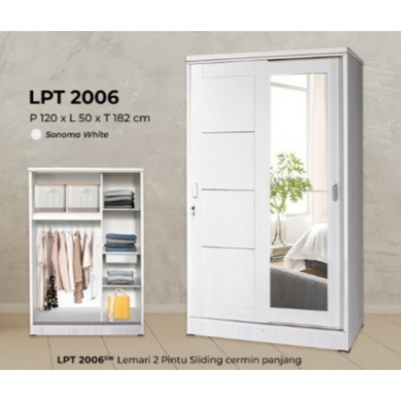 Lemari Pakaian Sliding Kaca Panjang