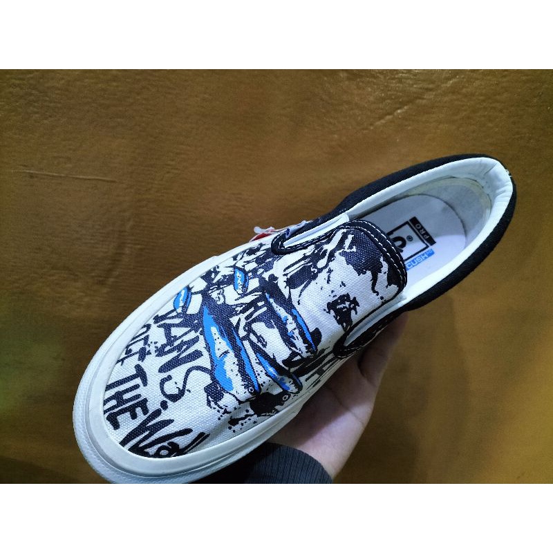 Sepatu Vans Slip on Navy Sneakers Pria Kets Biru Dongker Kado Hadiah Sekolah Kuliah Kerja