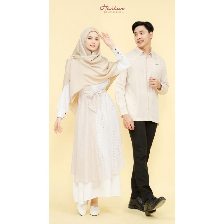 HAITWO COUPLE OUTER LAIQAH DAN KOKO LABIB BAHAN LINEN DESAIN ELEGANT