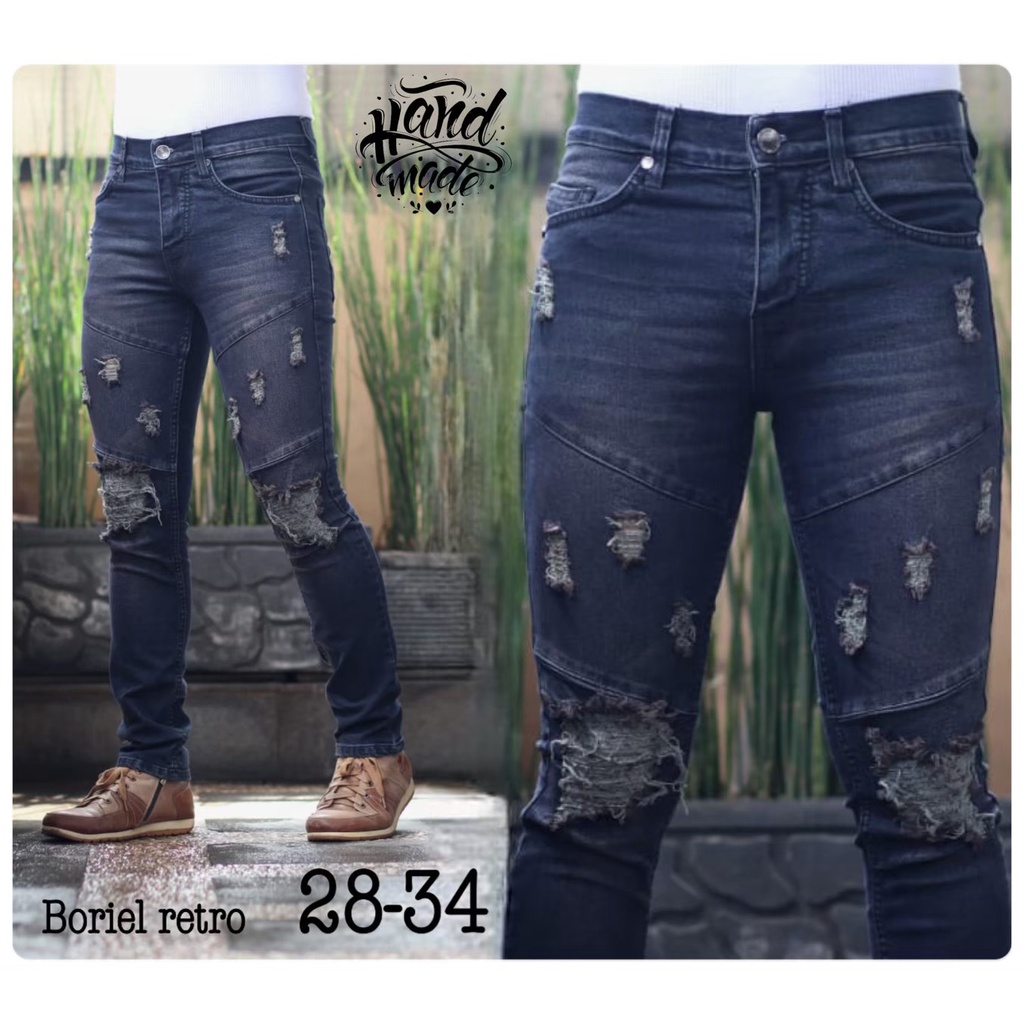 Celana Jeans sobek cakar pria dewasa - jeans kekinian - celana pria motif sobek cakar