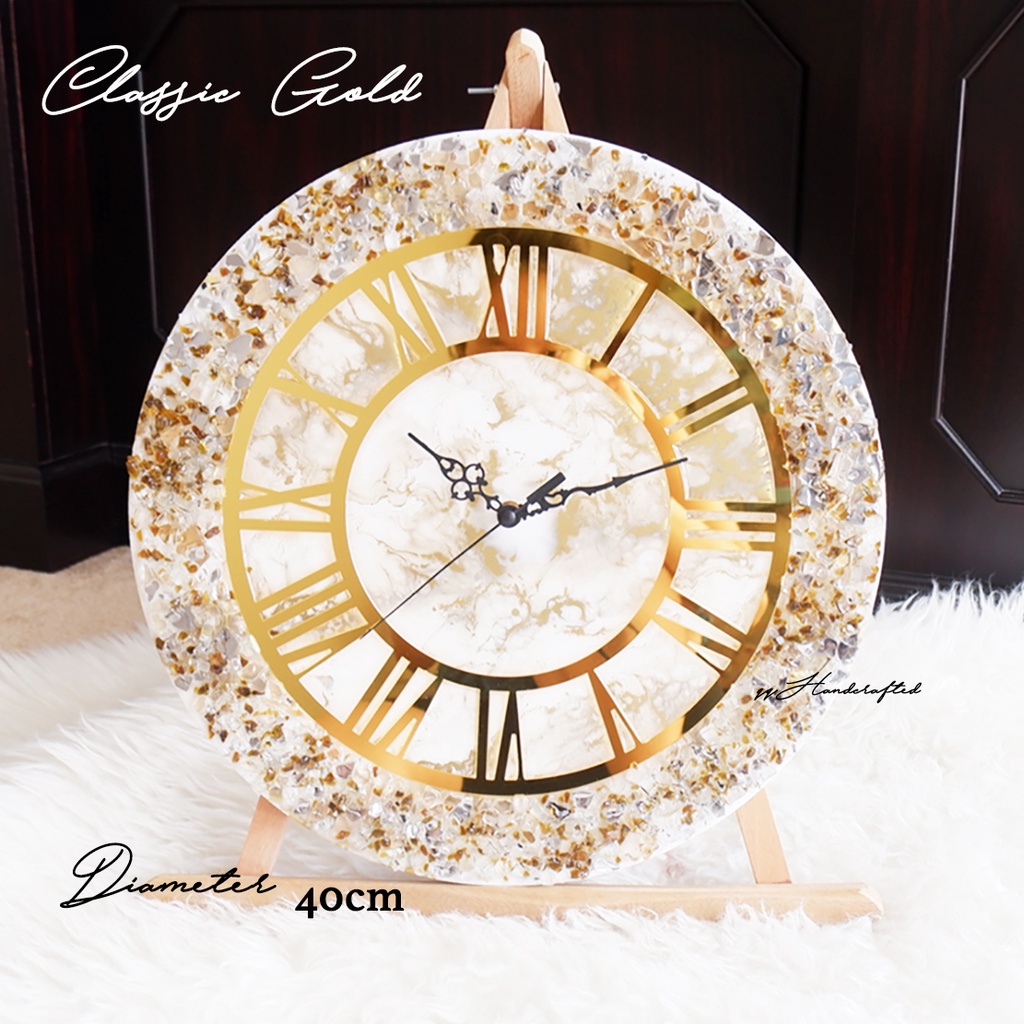 READY Wall Clock Resin Art  40cm /Jam Dinding Resin Unik Aesthetic Irregular / Jam Dinding Resin Uni