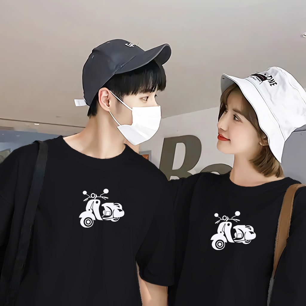 Baju Kaos Distro Couple Vespa Cowok Cewek Katun Combed / Baju Kaos Pasangan Pria Wanita Distro Dewas
