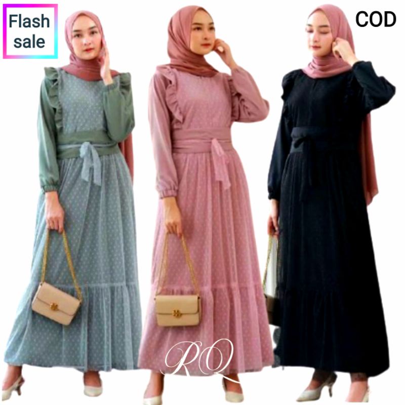 Gamis remaja perempuan terbaru kekinian gamis muslim HANA DRESS MIX TILE DOT  SIZE M L XL XXL cocok buat pengajian atau kondangan pesta dan acara lainya ready stok size  M l xl xxl andin dress ria ricis