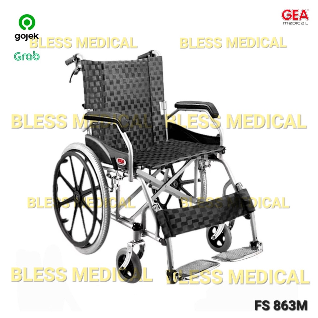 Kursi Roda Alumunium GEA FS 863 M Roda Besar + Safety Belt - Via Gojek