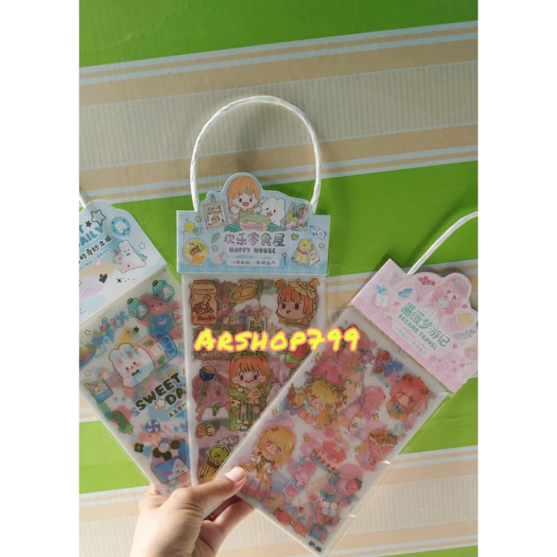 

stiker model tas gantung //stiker garis gold//stiker karakter